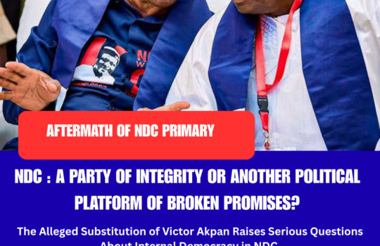 NDC : A PARTY OF INTEGRITY OR ANOTHER POLITICAL PLATFORM OF BROKEN PROMISES?